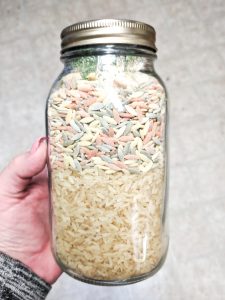 Rice pilaf in a mason jar