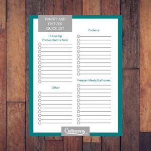 Pantry and Freezer Quick List Worksheet